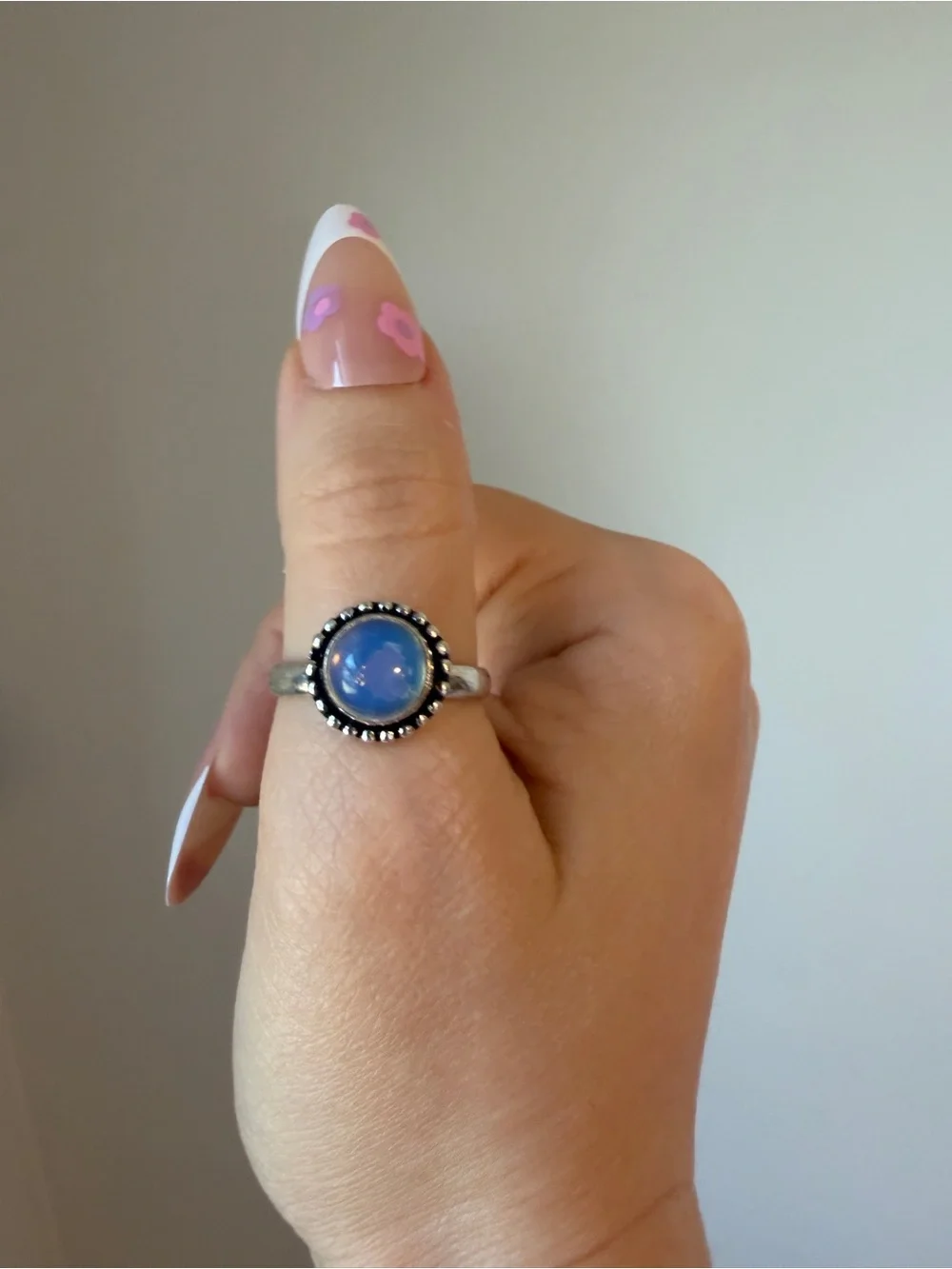 Sterling Silver 925 Blue Cabochon Ring Size 7